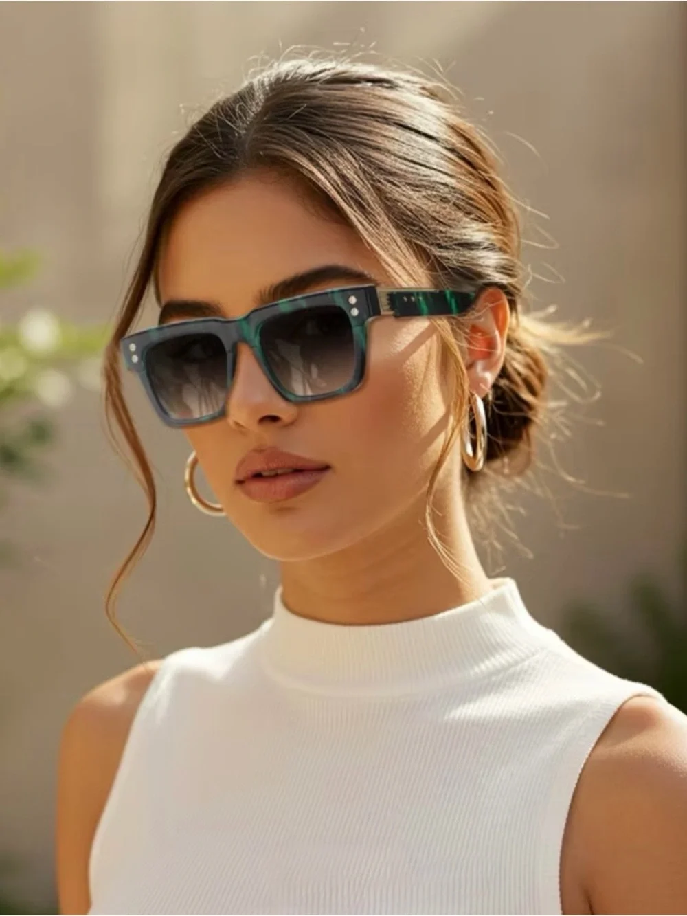 Men's Green Tortoiseshell Square Sunglasses